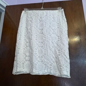 Max Studio Cream Floral Lace Pencil Skirt
